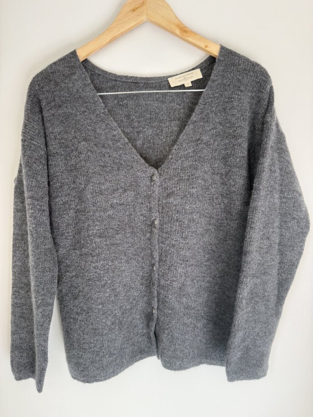 Sézane Barry Cardigan, Charcoal Grey Mohair Alpaca, Size S
